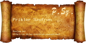 Prikler Szofron névjegykártya